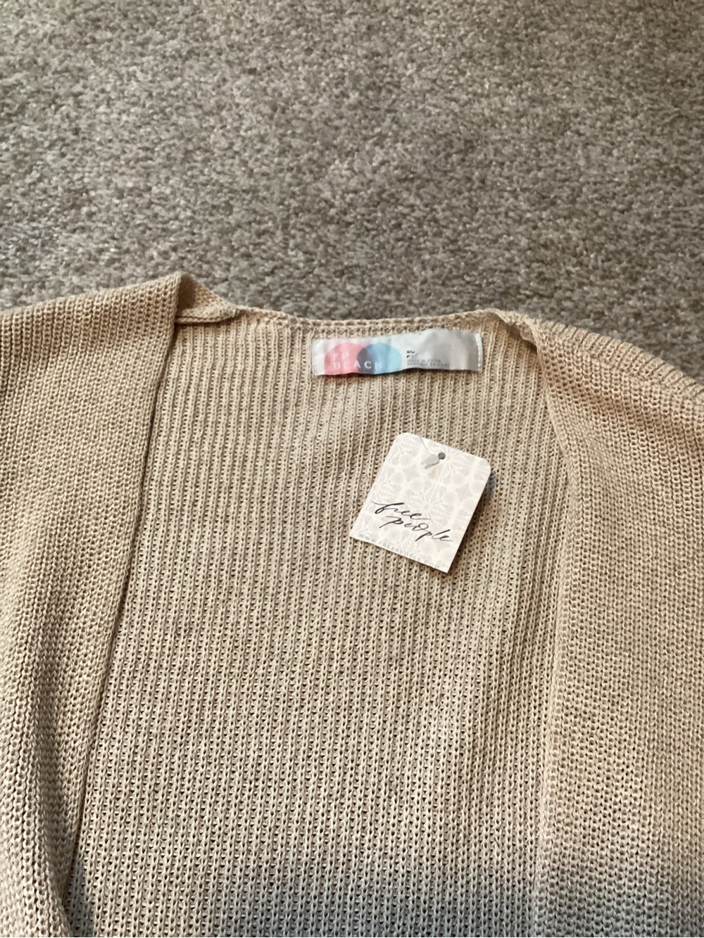 NWT Free People Living In This Sweater longline duster cardigan Small Beige - Picture 8 of 10